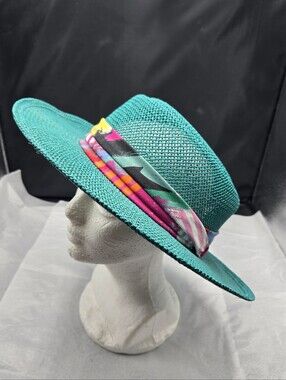 Town Talk Vintage Straw Hat Turqouise